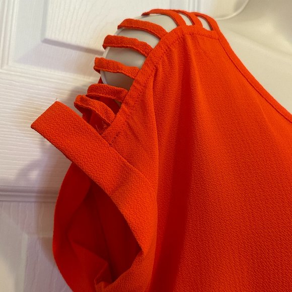 Red/Orange Summer Top with Should Cut-Outs - Picture 3 of 6